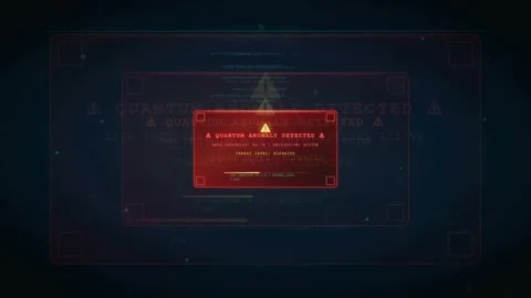 Futuristic HUD Interface Displaying Quantum Anomaly Detected Security Alert Stock Footage 341073359