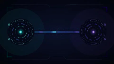 Futuristic hud interface with dual circular data scanners and digital conne.. Stock Footage 337561196
