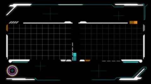 Futuristic HUD Interface with Dual Display Grid Stock Footage 338447607