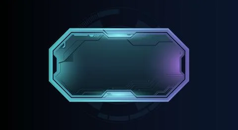 Futuristic HUD interface frame banner glowing cyan and purple neon gradient.. Stock Illustration