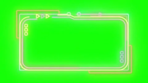 Futuristic HUD interface frame. Digital neon border overlay for video editing. Stock Footage 340942088