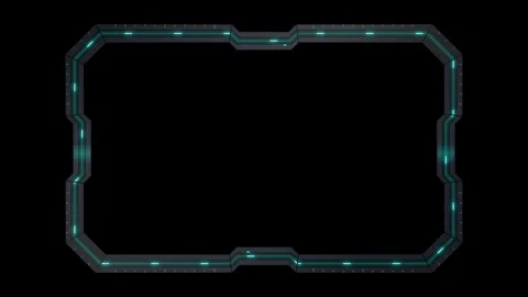 Futuristic hud interface frame with glowing cyan neon lights and digital te.. Stock Footage 344858005