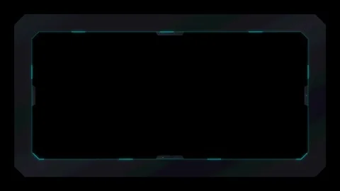 Futuristic hud interface frame with glowing cyan neon accents for sci-fi di.. 스톡 동영상 344858035
