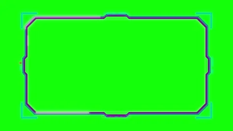 Futuristic hud interface frame with neon glowing border overlay on green scre 스톡 동영상 344856203