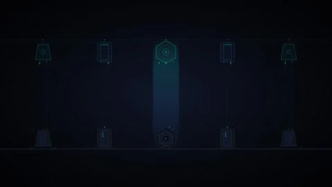 Futuristic hud interface with geometric data and digital scanning motion te.. Stockbeeldmateriaal 348284169