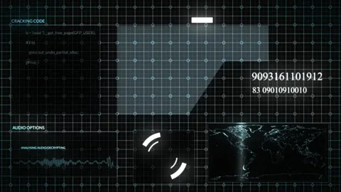 Futuristic HUD interface with gird line head up display with digital data. Stock Footage 233720332