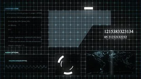Futuristic HUD interface with gird line head up display with digital data. Illustrazione stock