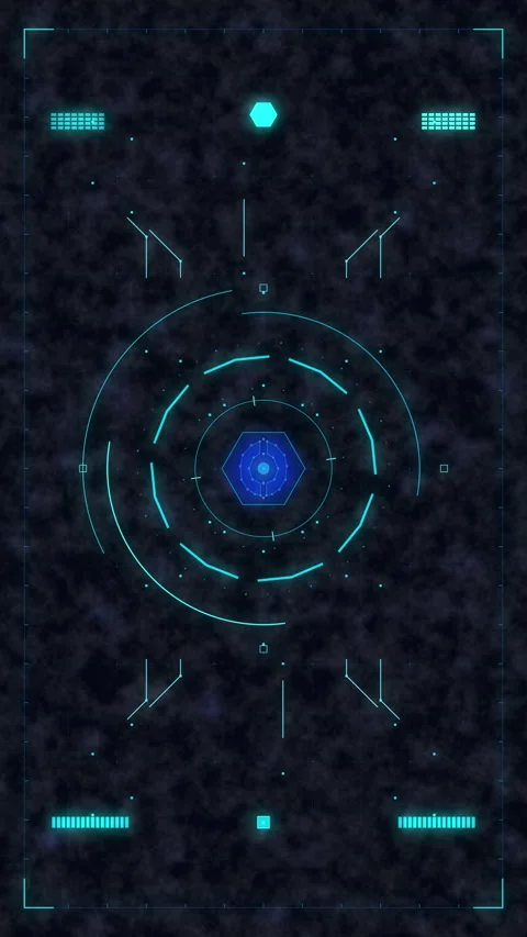 Futuristic HUD interface, glowing blue circles, digital radar, scan animati.. Stock Footage 348337154