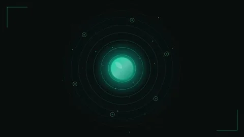 Futuristic HUD Interface with Glowing Cyan Geometric Elements on Dark Backg.. Stock Footage 347559413
