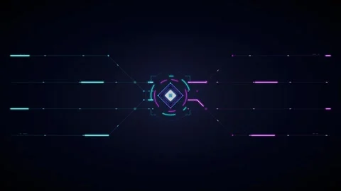 Futuristic hud interface with glowing digital core and data network animati.. Stock Footage 337561224