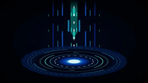 Futuristic hud interface with glowing digital portal and data stream animat.. Stock Footage 337561240
