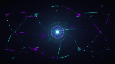 Futuristic hud interface with glowing digital network nodes and data connec.. Stock Footage 337564759