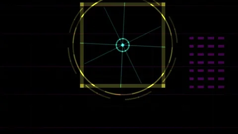 Futuristic HUD Interface with Glowing Geometric Shapes and Data Display. Stock Footage 334522030