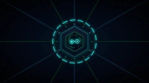 Futuristic hud interface with glowing hexagonal core and digital scanning a.. Stock Footage 337566493