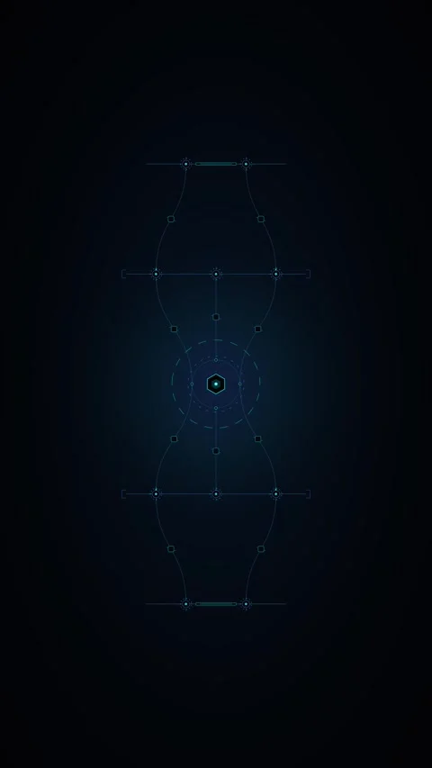 Futuristic hud interface with glowing hexagonal core and digital circuitry .. Stock Footage 348283564