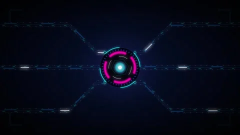 Futuristic hud interface with glowing neon circular data scanner and digita.. Stock Footage 337561291