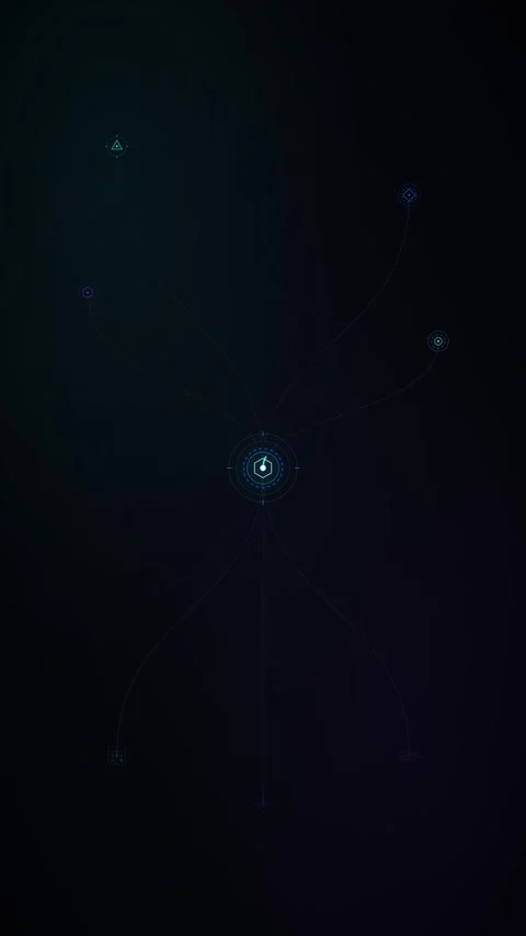 Futuristic hud interface with glowing neon data nodes and animated network .. Stock Footage 348283591