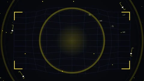Futuristic HUD Interface with Grid and Glowing Circle - Sci-Fi Technology B.. Stock Footage 346660560