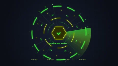 Futuristic HUD Interface Hexagon Radar Scan Animation, Sci-Fi Technology Ba.. Stock Footage 348423727