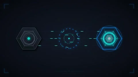 Futuristic hud interface with hexagonal data and digital scanning animation.. Stock Footage 337566822