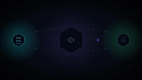 Futuristic hud interface with hexagonal data nodes and pulsing energy rings.. 库存影片 344861317