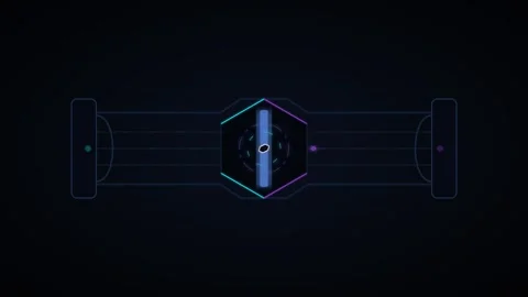 Futuristic hud interface with hexagonal data scanner and pulsing digital mo.. Video stock 344861614