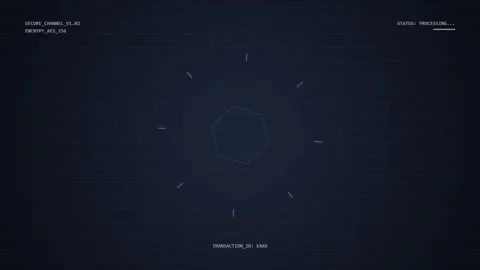 Futuristic HUD Interface with Hexagonal Grid and Target Reticle Stock Footage 348412891