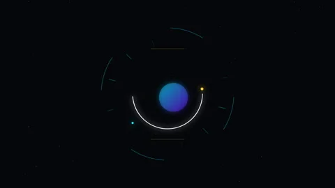 Futuristic HUD interface loading ring rotating and glowing in dark space Stock Footage 348876739