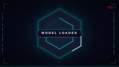 Futuristic hud interface with model loaded notification sci-fi digital disp.. Stock Footage 337561292
