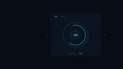 Futuristic HUD interface motion graphic with glowing cyan elements Stock Footage 346539911