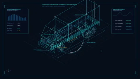 Futuristic hud interface motion graphic with cyber grid and data charts Stock Footage 346540092