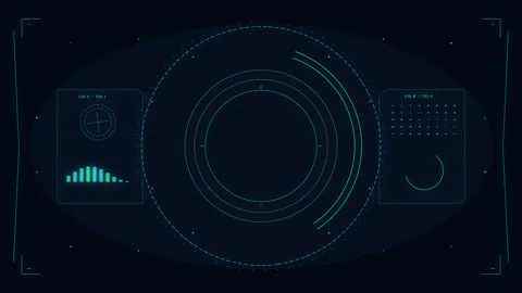 Futuristic HUD interface motion graphic with digital display elements Stock Footage 347202859