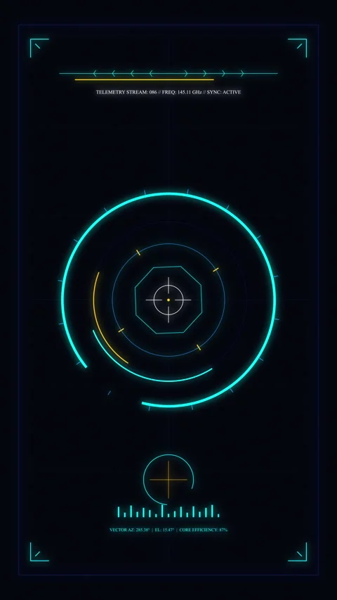 Futuristic HUD interface motion graphic featuring sci-fi circles Stock Footage 347569901