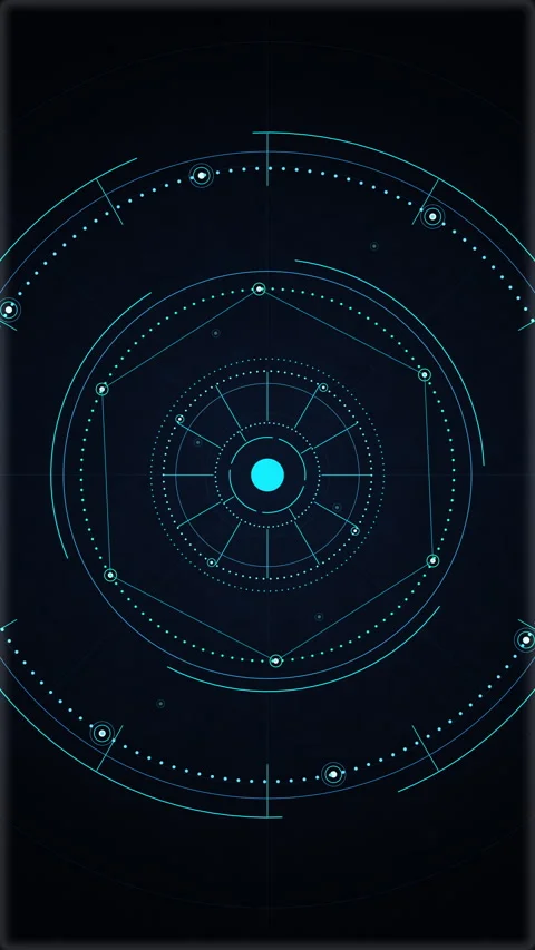 Futuristic HUD interface motion graphic loop with digital technology elements Stock Footage 347569936