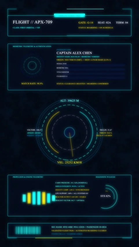 Futuristic HUD interface motion graphic with digital elements, technology Stock Footage 347570777