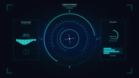 Futuristic HUD interface motion graphic with digital display elements Stock Footage 347570778