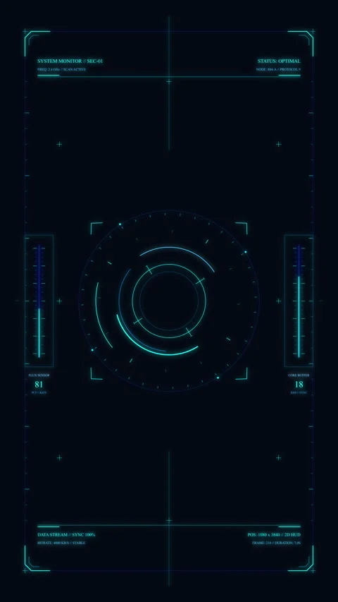 Futuristic HUD interface motion graphic with digital display elements Stock Footage 347570781