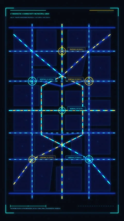 Futuristic HUD interface motion graphic with digital grid, data analysis Stock Footage 347571090