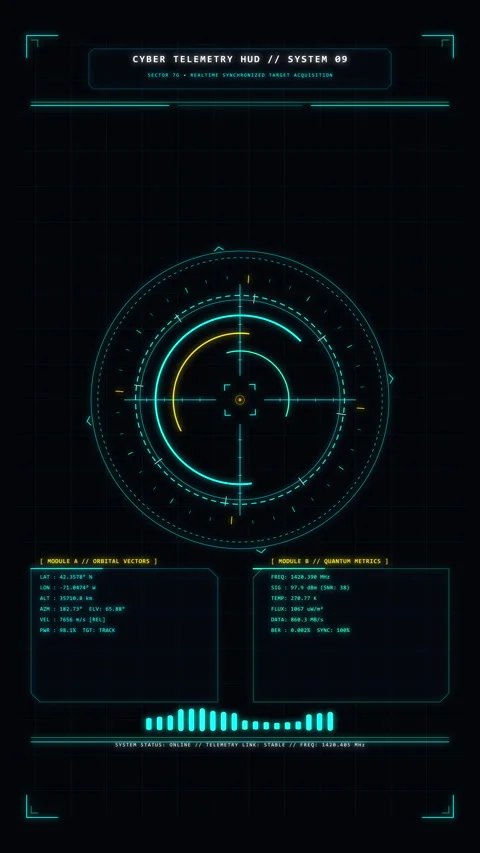 Futuristic hud interface motion graphic with digital radar and sci-fi tech Stock Footage 347571207