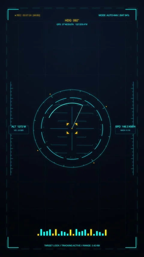 Futuristic hud interface motion graphic with digital radar and sci-fi elements Stock Footage 347571308