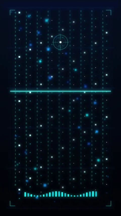 Futuristic HUD interface motion graphic with glowing blue digital data Stock Footage 347571703