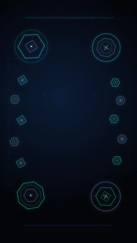 Futuristic HUD interface motion graphic with glowing circles and tech elements Stock Footage 347572098