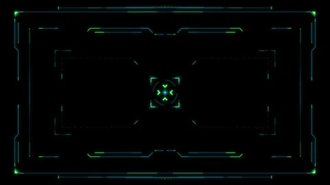 Futuristic HUD Interface with Neon Green and Blue Elements on a Black Backg.. Stock-Footage 341917941