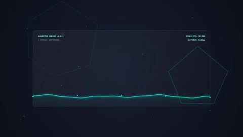 Futuristic HUD Interface with Neon Waveform and Geometric Shapes on Dark Ba.. Stock Footage 348421958