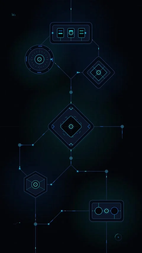 Futuristic hud interface network with glowing digital nodes and data connec.. 库存影片 348283745