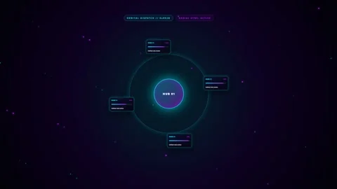 Futuristic HUD Interface with Orbital Hub Synchronization Stock Footage 347626691