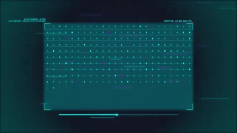Futuristic HUD Interface Overlay with Data Streams and Grid Background Stock Footage 348413129