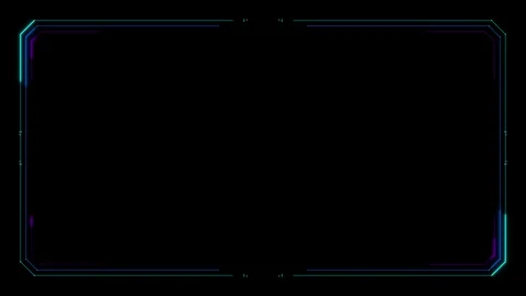 Futuristic hud interface overlay with neon cyan and purple digital frame Stockbeeldmateriaal 344863222