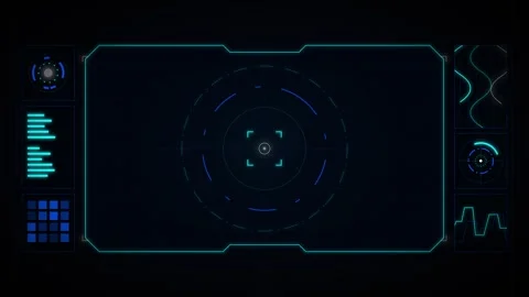 Futuristic hud interface overlay with scanning target and data analytics di.. Stock Footage 337561162