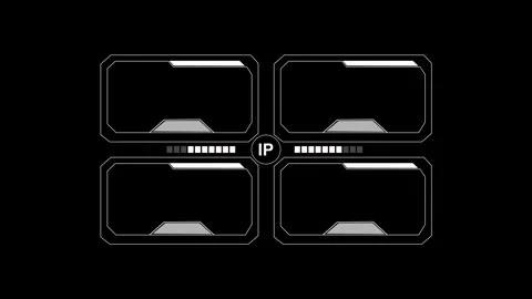 Futuristic HUD interface panels with IP label. Futuristic HUD panels for di.. Stock Footage 337815271